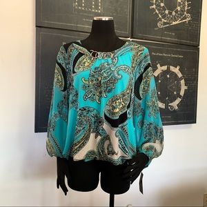 NWT ALFANI SHEER LONG SLEEVE BLOUSE